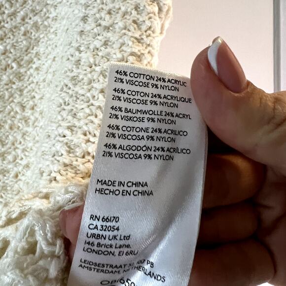 Anthropologie Flutter-Sleeve Knit Sweater Top size XL cream cotton viscose New - Picture 8 of 9